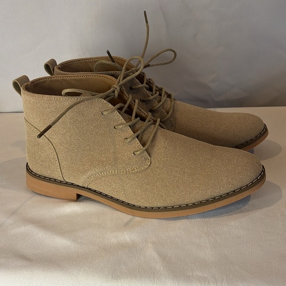 NWOT beige faux suede classic high top pointed toe front lace up corpcore shoes - Picture 3 of 12